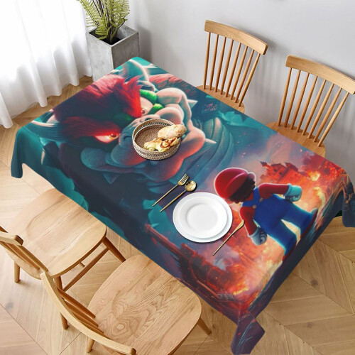 Mario Rectangular Tablecloth Water Resistance Antiwrinkle Spillproof Soft Fabric Table Cloth 60"X90"