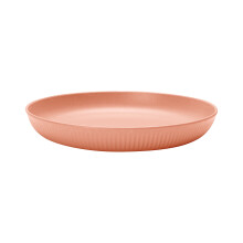 8.9" Plastic Dinner Plates Set of 4, Pink, Microwave & Dishwasher Safe, Sturdy Deep Design for Kitchen Use