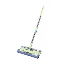 Flat Mop with Extra Wide Panel, Reusable Microfiber Wet and Dry Mop for Hardwood Floors, Green