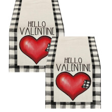 Xubond Home Decor, Valentine's Day Table Flag Heart Pattern Holiday Decoration Heat Insulation Linen Tablecloth Banner, , Custom Banner