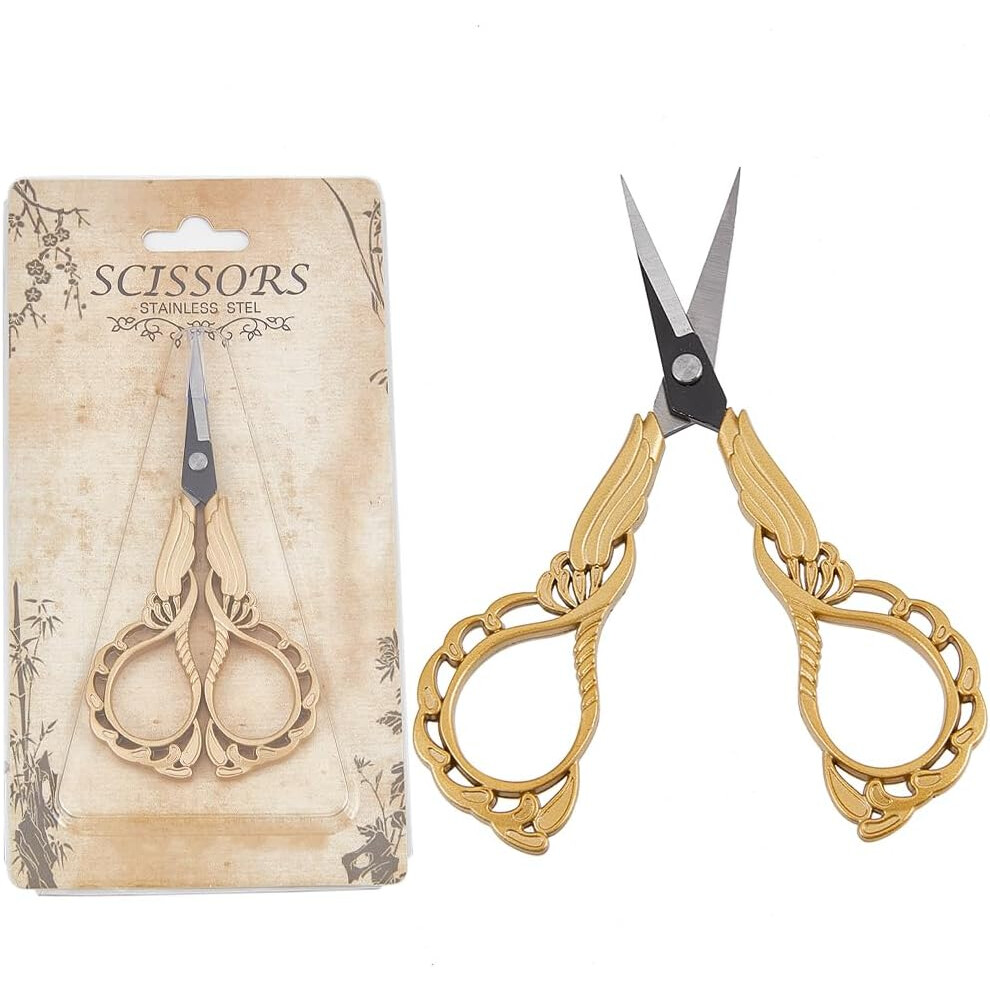 Gold 1Pc Sewing Scissors Compatible With Sharp Embroidery Scissor, Small Vintage European Style Antique Stainless Steel Orchid Scissors For Fabric,