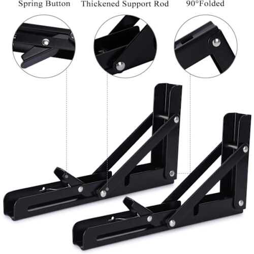 2 pcs foldable shelf brackets 200 mm foldable bracket wall shelf heavy 2