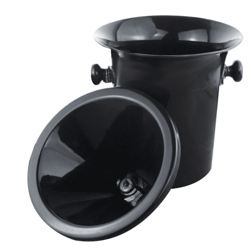 Wine Dump Black Plastic Spittoon - Standard Size with Funnel Champagne Bucket 2