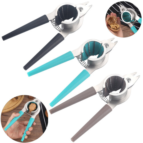 Stainless Steel Nut Cracker - Ergonomic Spring Handle, Hazelnut Pecan Almond Walnut Opener Plier, Essential Kitchen Gadget 1