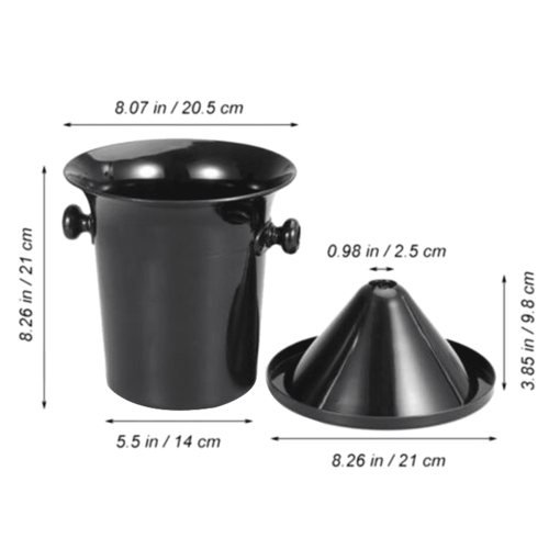 Wine Dump Black Plastic Spittoon - Standard Size with Funnel Champagne Bucket 1