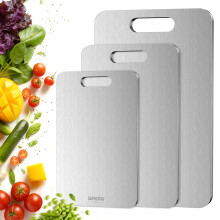 Titanium Cutting Board Set of 3, DoubleSided Scratch Resistant Kitchen Boards, Dishwasher Safe, NonToxic, Multiple Sizes S M L Silver