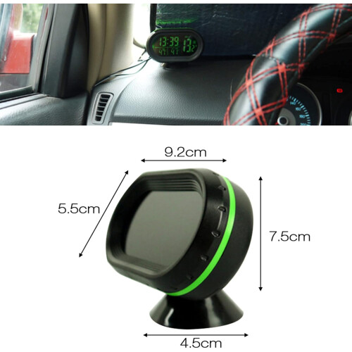 Shkalacar car digital thermometer clock, car digital temperature indicator panel clock, DC 12V 2