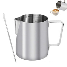 350ml Stainless Steel Milk Frothing Pitcher with Measurement Scale and Latte Art Pen for Cappuccino
