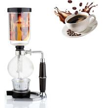 Siphon Coffee Maker Glass Vacuum Brewer with Alcohol Burner, AntiScald Handle and Steel Base