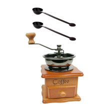 Manual Coffee Grinder with Wooden Base, Ceramic Burr, Adjustable Grind for Home and Travel