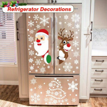 6/ 12 Sheets Christmas Window Clings Christmas Window Decorations Xmas Window Flakes Christmas Decals for Home Deer Santa Cl