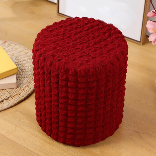 Ottoman Cover Round Stool Ottoman Protector Machine Washable for Dining Room Red