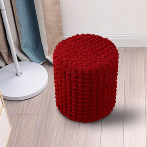 Ottoman Cover Round Stool Ottoman Protector Machine Washable for Dining Room Red 2