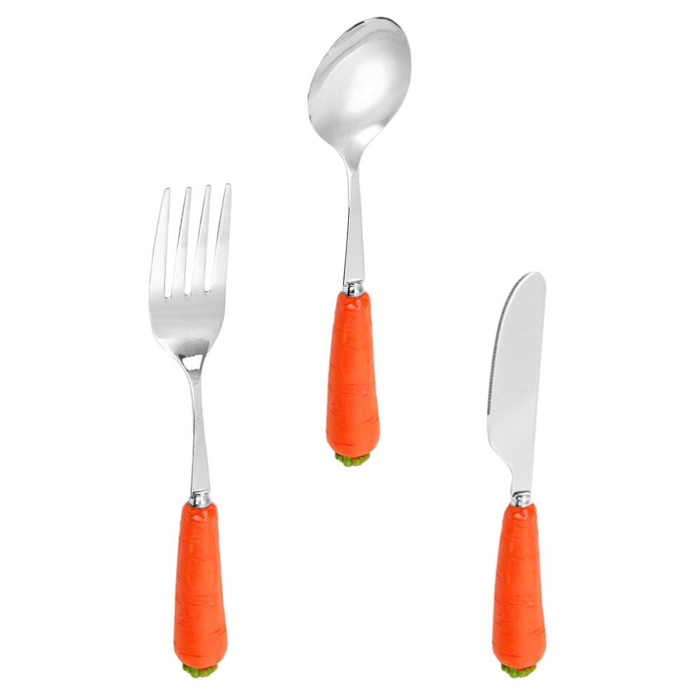 M Stainless Steel Ceramics Kids Tableware Set Serving Utensils Cutlery Cute Toddler Child