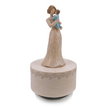 Music Box Gift for Mother Interesting Carved Musical Statue Thanksgiving Birthday Gift for Mom Rotating Music Box C