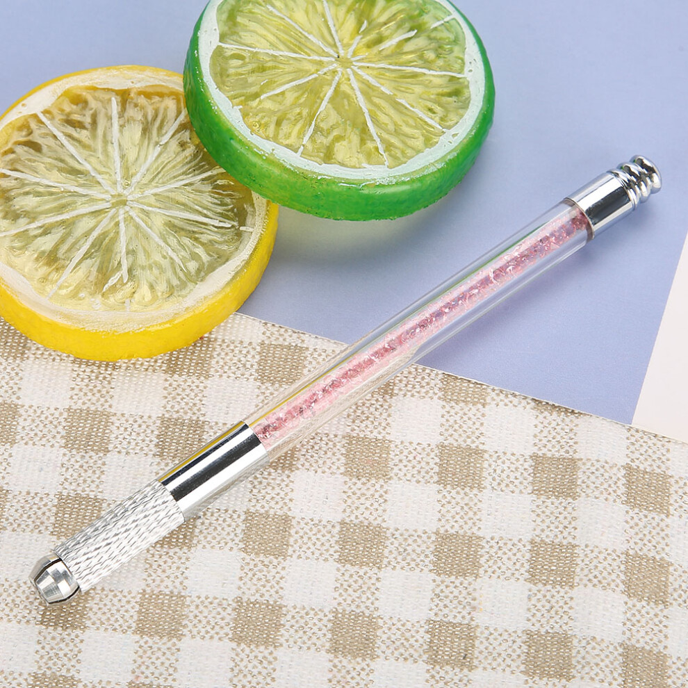 Pink Manual Microblading Tattoo Pen With Cartridge Needle - 12Cm