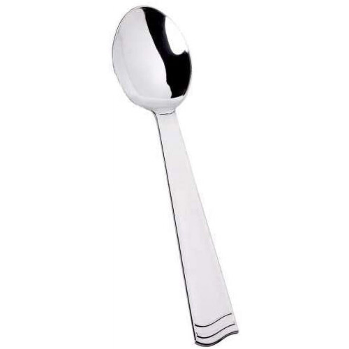 10" Elegant Silver Polished Plastic Salad Serving Utensils Fork & Spoon (Spoons - 6 Pack) 1