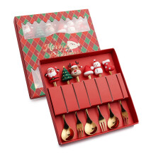 Kitchen Supplies Kitchen Appliances Christmas Spoon Christmas Dessert Spoon Fork Stainless Steel Tableware Set Cute Doll With Hand Gift