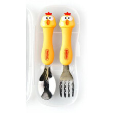 Uclet Tableware Cartoon Animal Children's Cutlery Set Student Fork Spoon Two Piece Set Creative Children's Soup Spoon Tableware