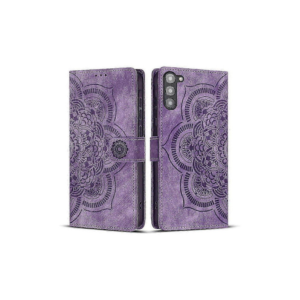 Frosted Leather Case For Mandala Emed Retro Phone (Qb) For Compatible With Samsung Galaxy S23+ 5G Purple 9389440467248