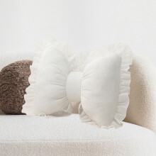 Luckky Bow Pillow, Soft Bowknot Throw Pillow for Sofa, Car Backrest Cushion, Plush Decorative Cushion for Home & Car (White)