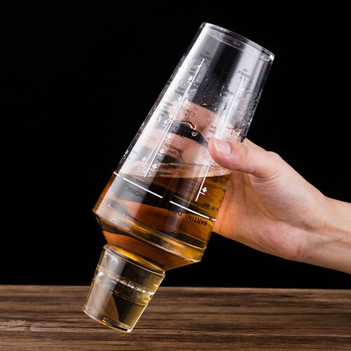 2pcs Plastic Cocktail Shaker, Shake Cup with Scale Shake Kettle PC Plastic Beginner Bartender Kit Barware for Mixing Drink 2