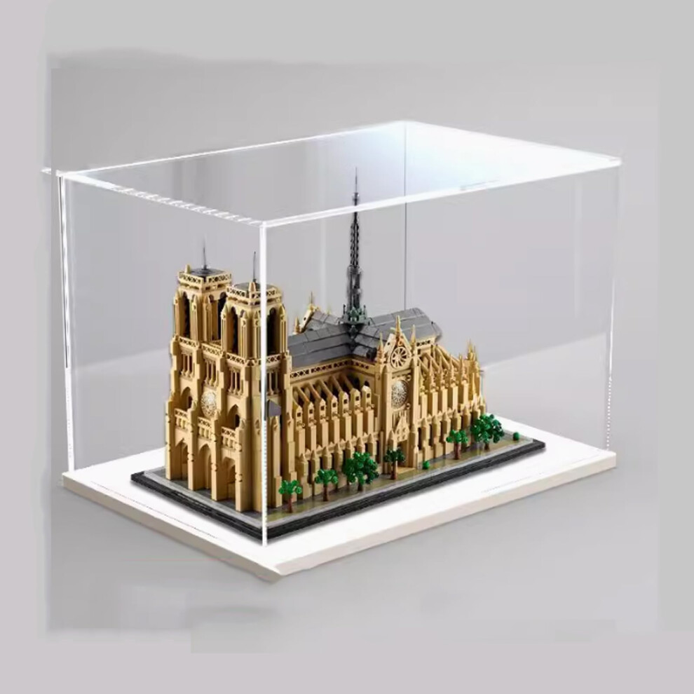 Acrylic Display Case Compatible With 21061 Notre Dame Cathedral, Dustproof With Base, 360 Clear View White 9070919123184