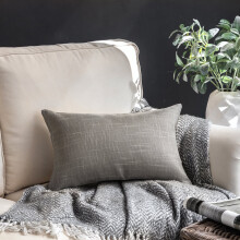 Phantoscope Soft Textured Linen Burlap Series Decorative Throw Pillow, 12" x 20", Grey, 1 Pack