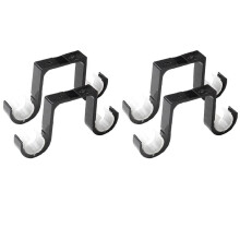 4Pcs Double Curtain Rod Brackets Ceiling Mount Supports Aluminum Alloy Black