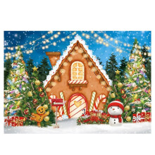 210x150cm Christmas Gingerbread Gingerbread House Candy House Photography Backdrops Birthday Decoration,F