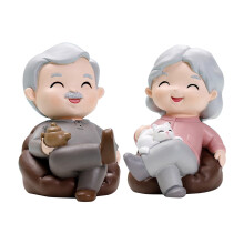 Grandparent Cake Topper Elderly Couple Figurines for Wedding Anniversary and Birthday Party Decor