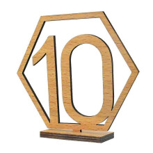 Light Brown Wood Table Numbers for Decoration Use 10Pcs Wedding Banquet