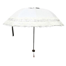 Folding Lace Umbrella Women Outdoor Travel Wedding Shooting Beige 1Pack