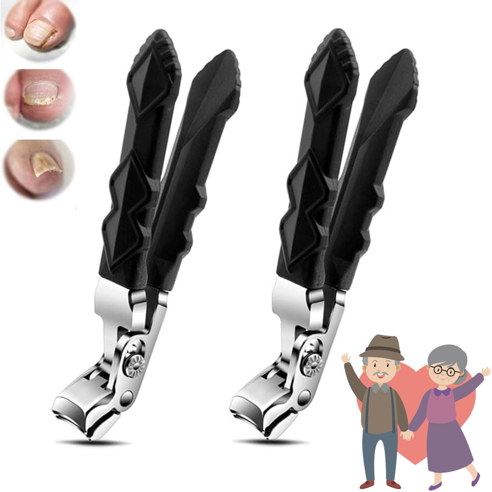 Ergonomic Angled Head Nail Clipper for Seniors with Sharp Stainless Blades, 2PCS