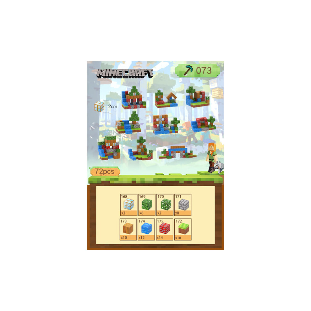 Minecraft Building Blocks With 64 Six-Sided Magnetic Toys ( Wall Cottage) Wall Cottage Red 9389440635913