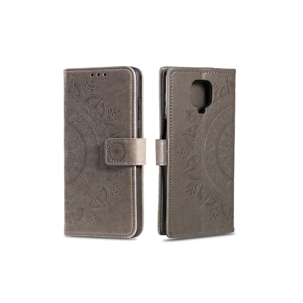 Compatible With Xiaomi Redmi Note 9 Pro/Note 9S - Mandala Wallet Case - Gray 9389440636842