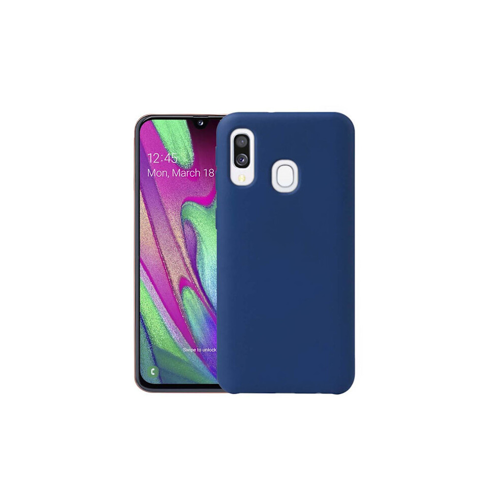 Compatible With Samsung Galaxy A40 - Shockproof Silicone Case Matt Navy Blue 9389440637047