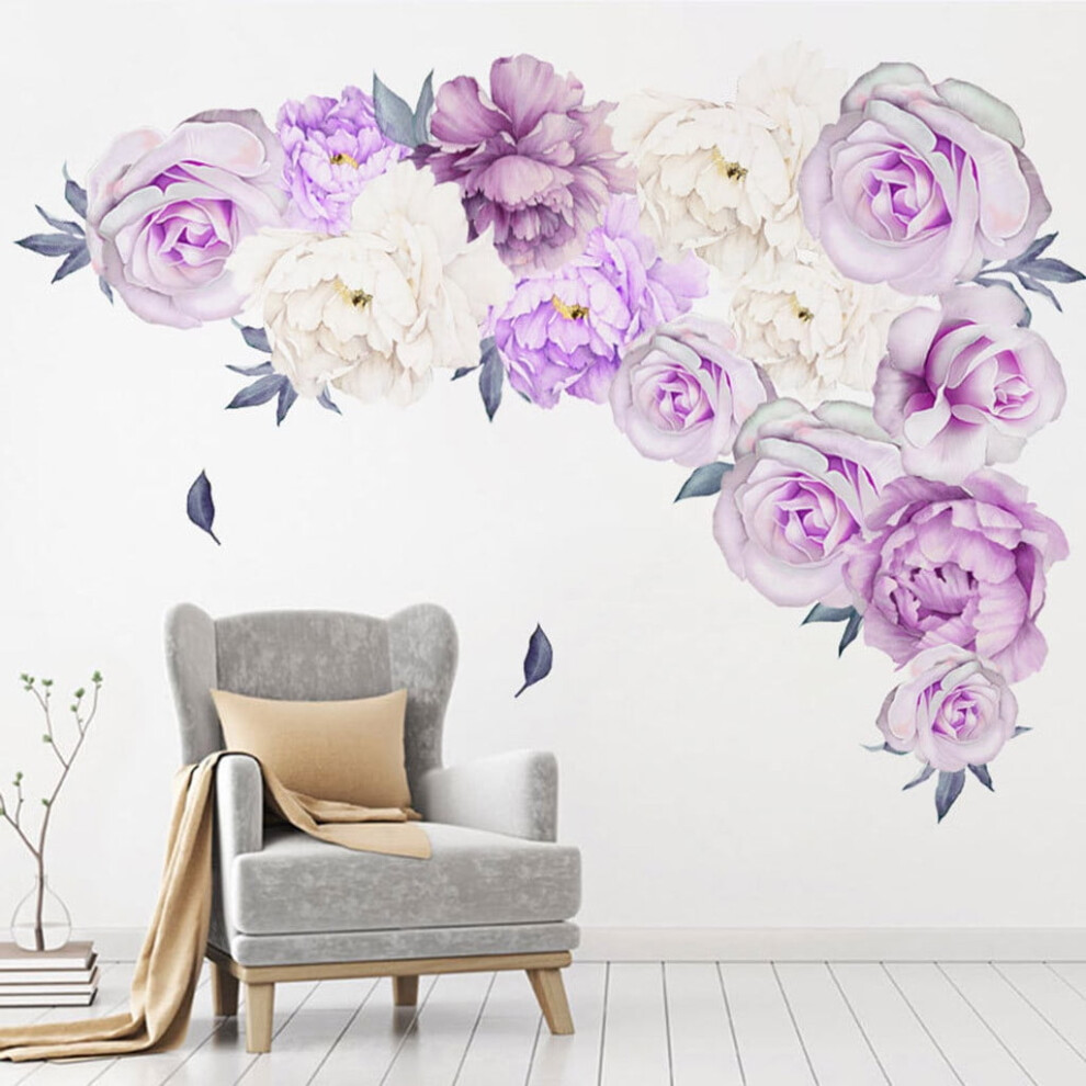 YiFudd Peony Rose Flowers Wall Sticker Art Nursery Decals Home Decor Gift