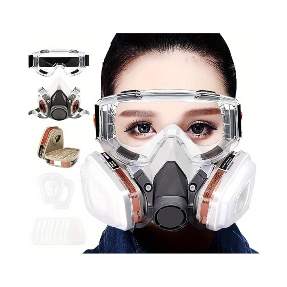 Respirator Mask Reusable Mask With Filter/Safety Glasses Paint Respirator Dust Resin Sanding Polishing Spraying Welding Woodworking For Chemicals 9389440637542