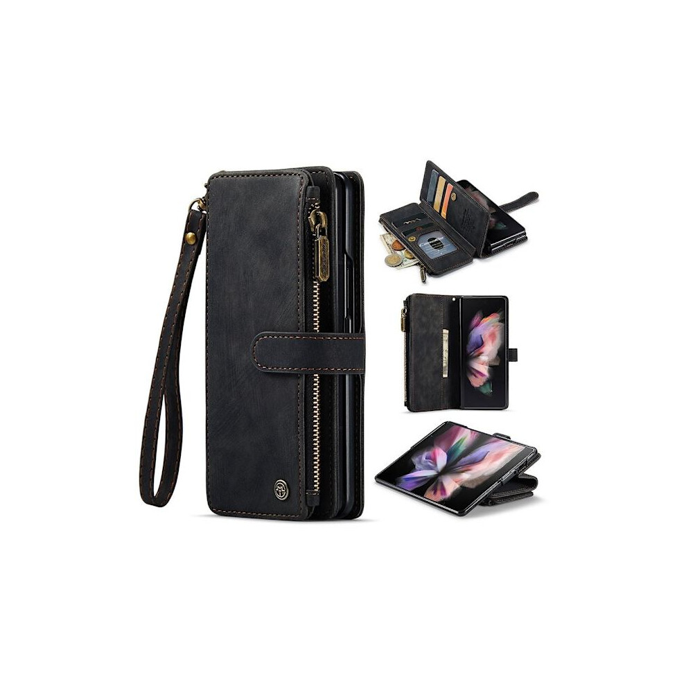 Compatible With Samsung Galaxy Z Fold 3 Caseme Retro Leather Wallet Case Black 9389440637115