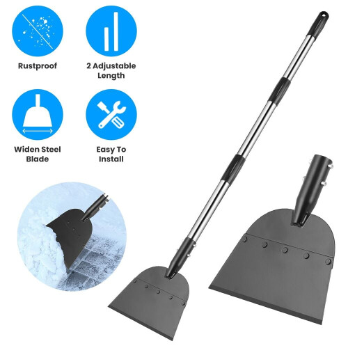 53" Snow Flat Shovel Adjustable Length Ice Scraper Ice Removal Cleaning Tool