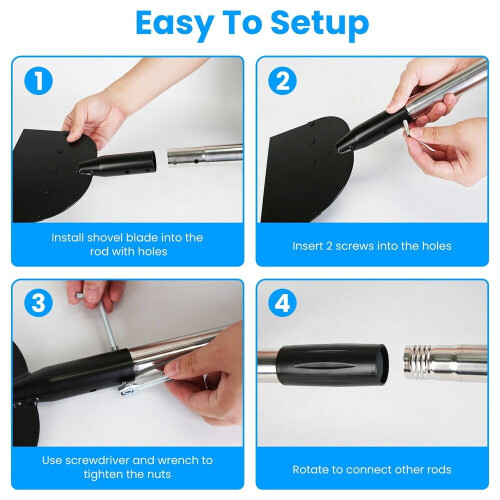 53" Snow Flat Shovel Adjustable Length Ice Scraper Ice Removal Cleaning Tool 2