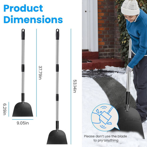 53" Snow Flat Shovel Adjustable Length Ice Scraper Ice Removal Cleaning Tool 1