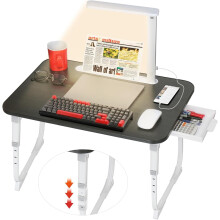 Laptop Desk for Bed Lap Desk, Bed Table with Foldable Legs Storage Drawer, Breakfast Tray Folding Laptop Stand for Sofa Couch Floor (Black)