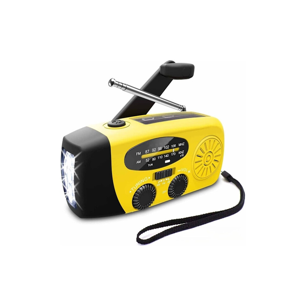 Easter Offers! High Quality Crank Radio With Solar Cells, Flashlight And 2000Mah Powerbank Sos Emergency - 300 Red/Yellow 9110895359365
