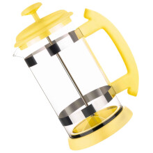 French Press Coffee Maker 1 Liter Large Capacity Glass with Precision Filtration for Home and Office Yellow