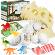Dinosaur Dig Kit with 12 Dino Eggs and T Rex Skull Excavation Set for Kids Educational Fun