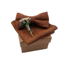 (34) Cotton Bowtie Handkerchief | Cotton Flower Brooch Set | Tie Handkerchief Set - Solid