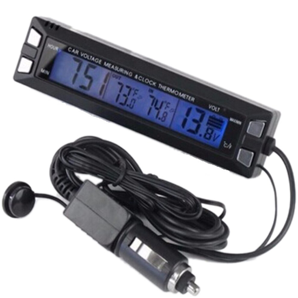 3 In 1 Digital Car Clock Thermometer Voltmeter With Dual Temperature Display And Voltage Monitor 9070919129247