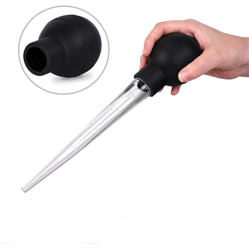 Black Turkey Baster with Plastic Handle 28ml Synthetic Rubber Bulb for Precise Liquid Control 1